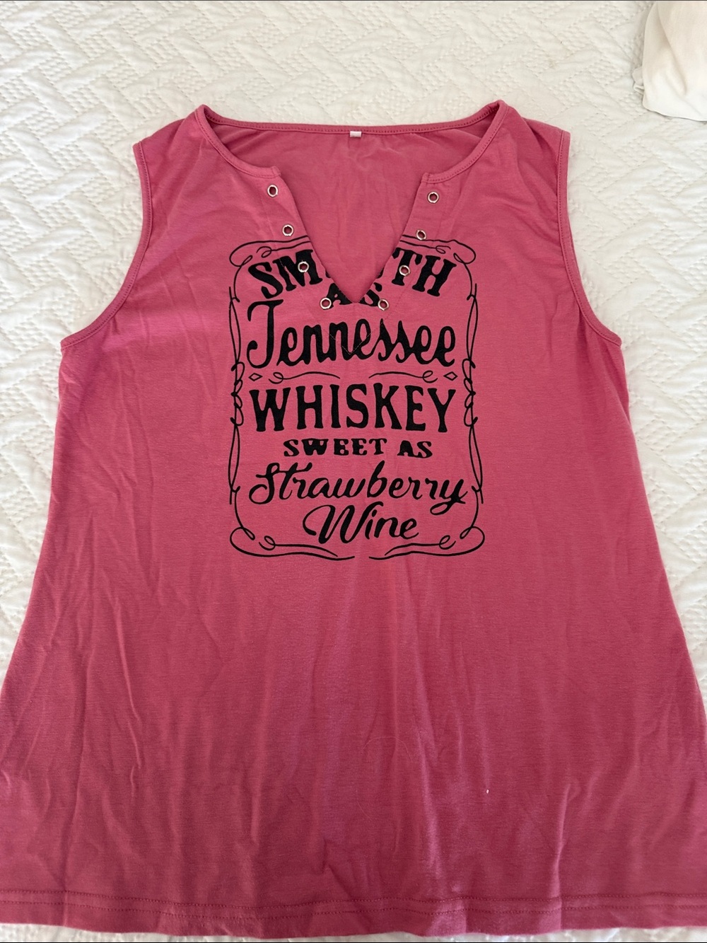 Women's Pink Graphic Tank Top - Tennessee Whiskey Strawberry Wine